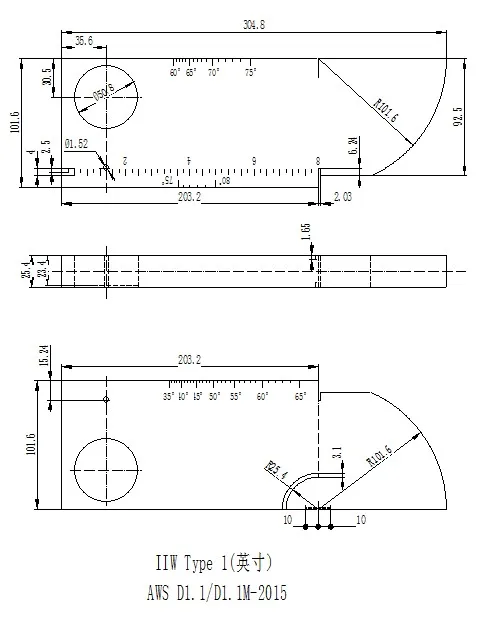 Imagem -06 - Bloco de Teste de Aço do Bloco D1.1m2023 da Calibração de Awsd1.1 1018 de Ndt Iiw para o tipo Ultrassônico da Polegada do Detector da Falha