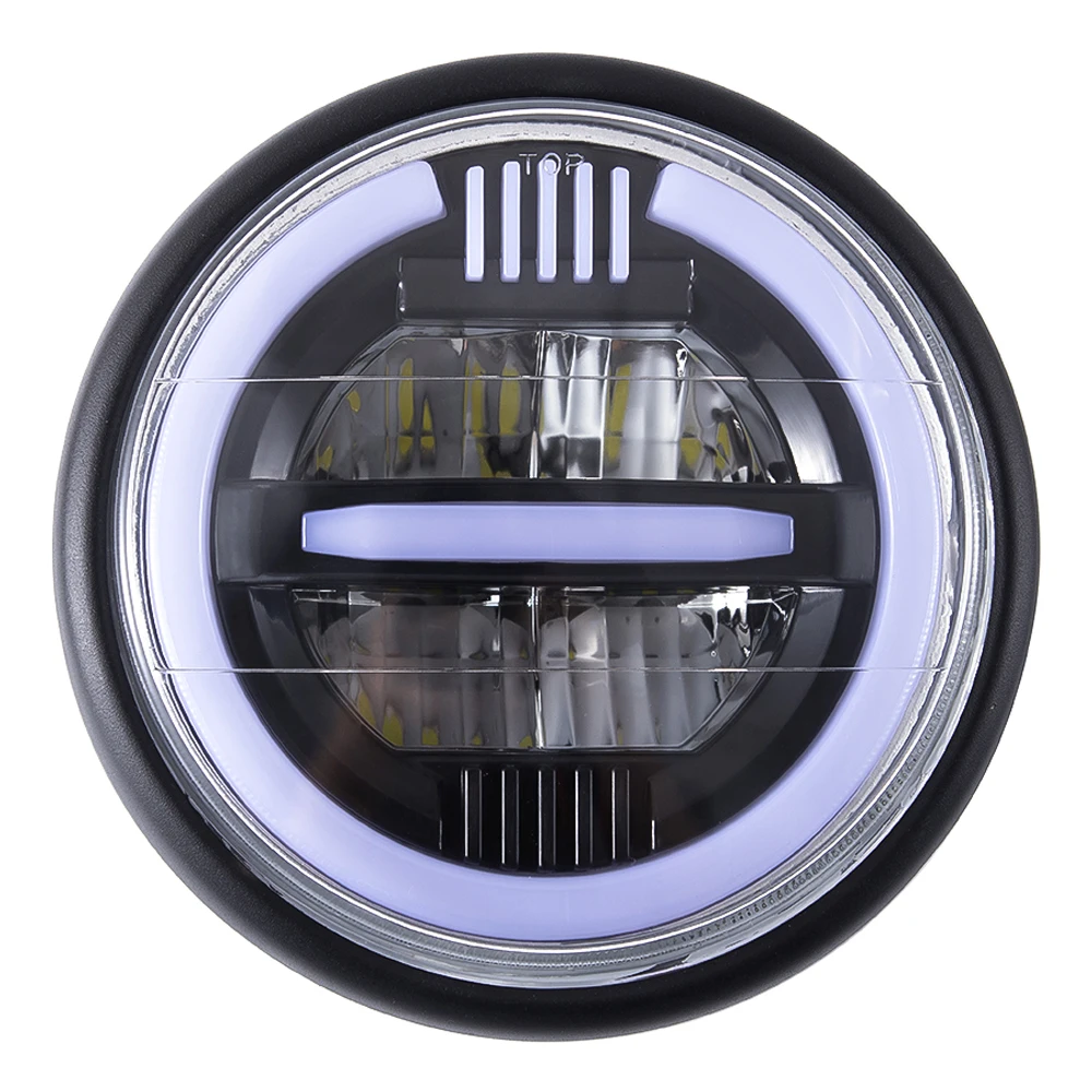 

Универсальная мотоциклетная фара DRL H4, мотоциклетная светодиодная круглая фара дальнего/ближнего света для Honda Yamaha Suzuki Victory Kawasaki