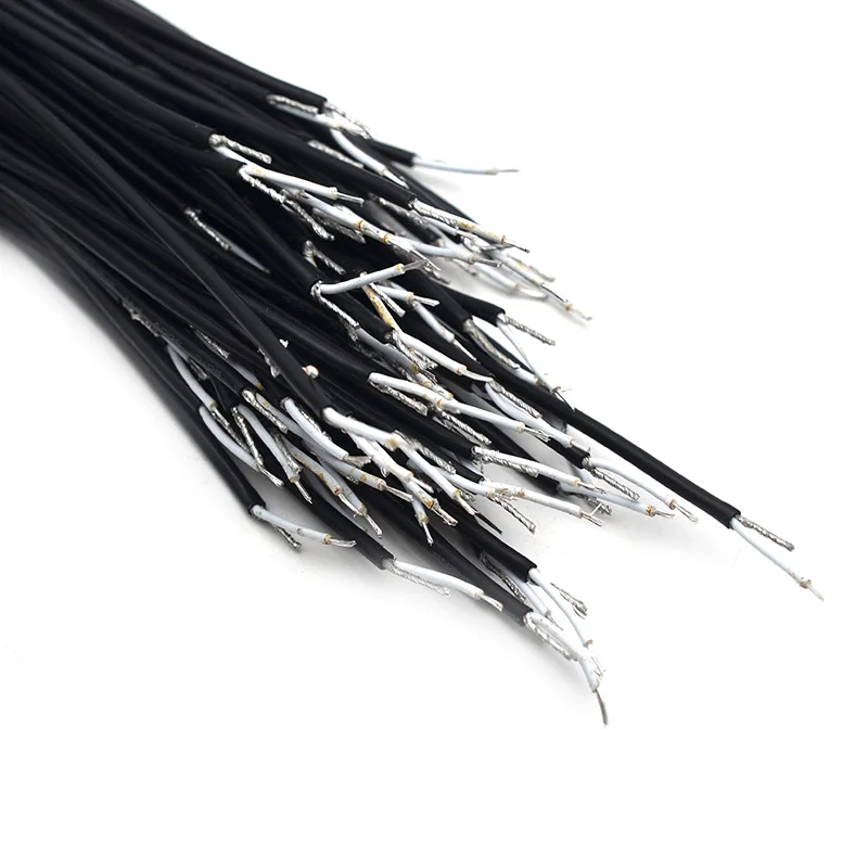 100pcs/lots 25/50CM Guitar Bass Pickup Cable One Conduct with Shield Tin on Stripping Head Black