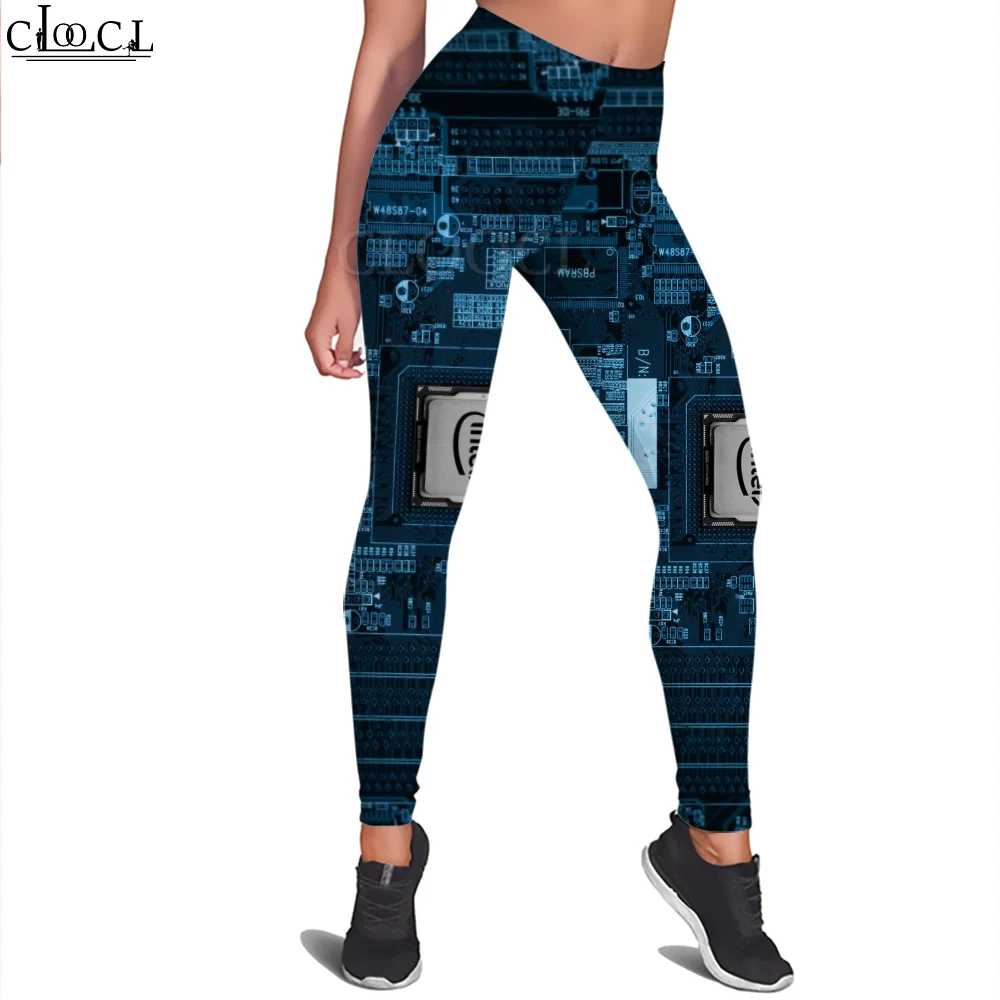 CLOOCL Damen-Leggings, Leiterplatte, 3D-gedruckt, hohe Taille, Elastizität, Legging, weiblich, für den Innenbereich, Push-Up-Trainingshose