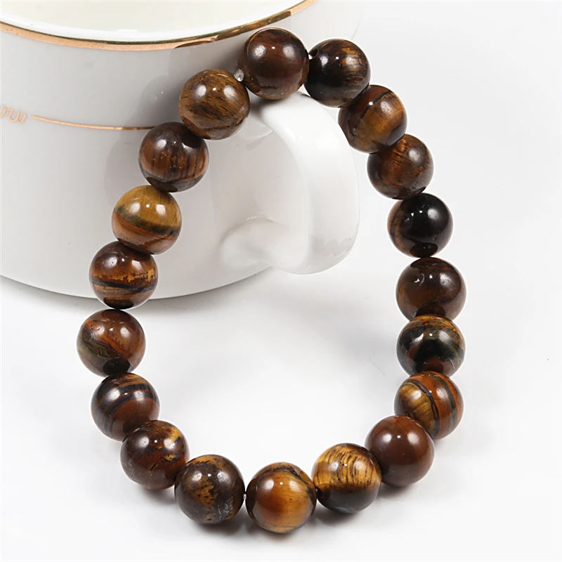 Trendy Natural Stone Beads Tiger Eye Bracelet Handmade Stretch Men Buddha Braclet for Yoga Meditation Jewelry Homme 6mm 8mm 10mm