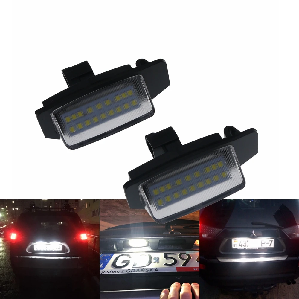 Eonstime 2Pcs 12V 18Led Canbus Led License Plate Light For Mitsubishi Outlander 2006~ Lancer Sportback 2008 EUROPEAN version