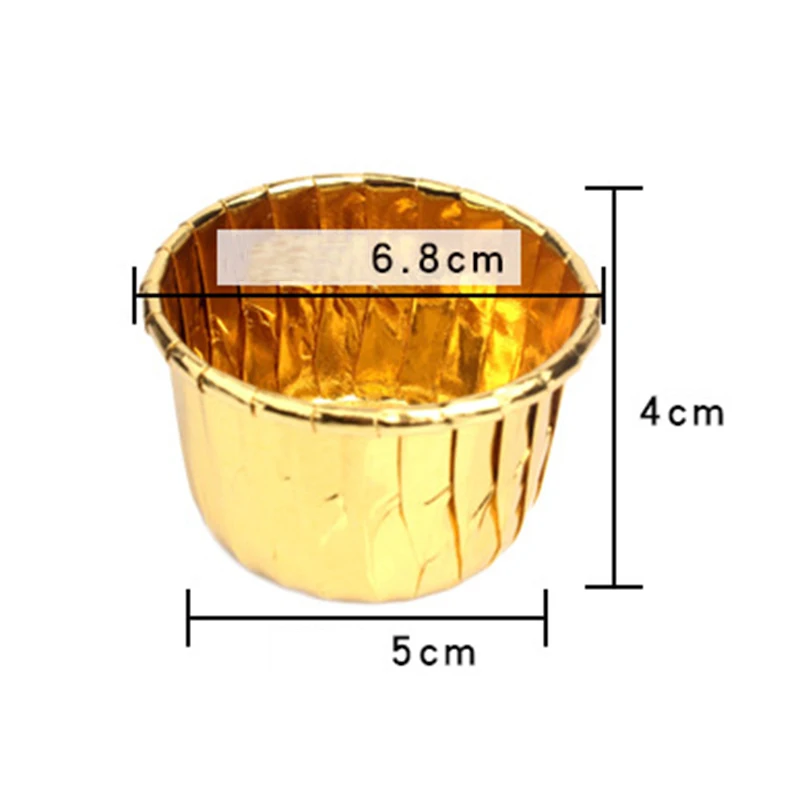 50pcs Large Rolled Cups Rimmed Cake Cups Gold Baking Dessert Table Disposable Commercial High Temperature Muffin Cups