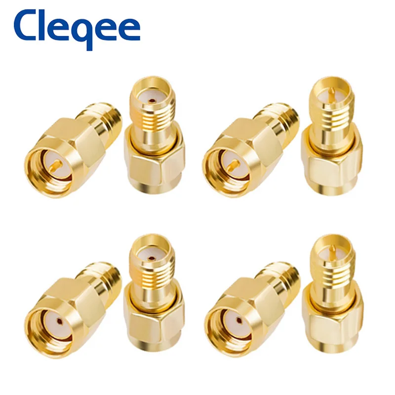 Cleqee 2pcs RF Connector RP-SMA Male Female To RP SMA Female Male Connector Coaxial Coax Adapter