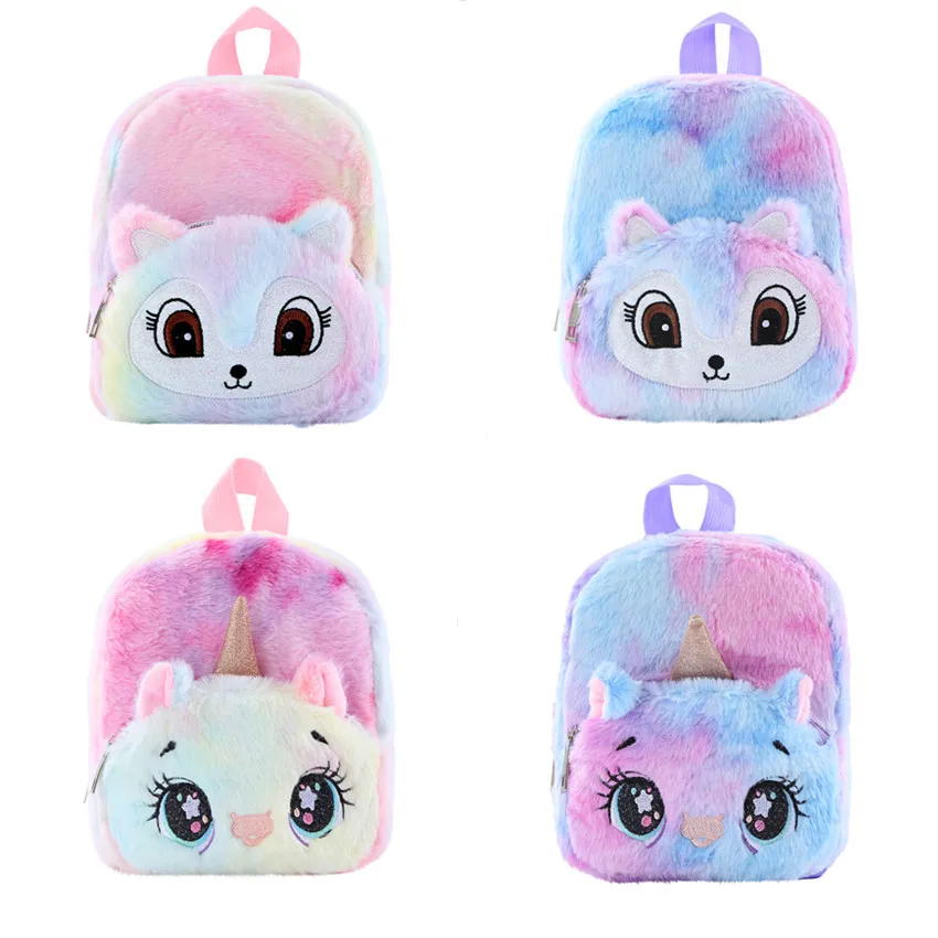 Unicorn Fox Plush School Bag Girls Casual Backpack Plush Backpack