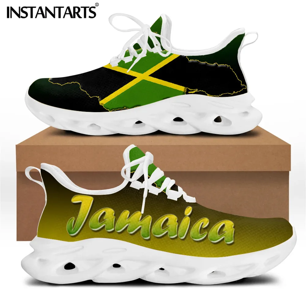 INSTANTARTS Men\'s Shoes Casual Sneakers Jamaica Flag Brand Designer Fashion Lace-up Walking Men Summer Flats Footwear Shoes 2021