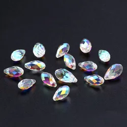 Commercio all'ingrosso 5.5x11mm, 6.5x13mm Sfaccettato vetro branelli del teardrop mixedcolor perline di cristallo per il Braccia