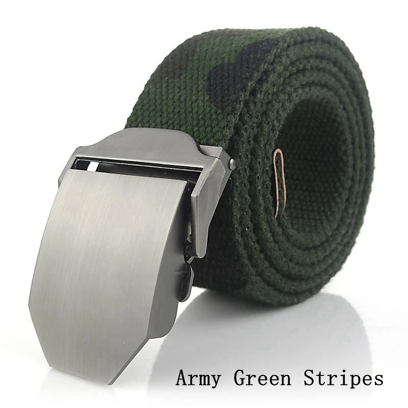 Men Waist Belt Outdoor Sports Canvas Belt Luxurious Gloss Metal Buckle Jeans Waist Circumference Tactical Nylon Weaving