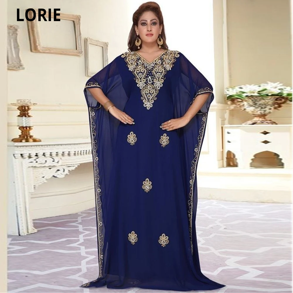 LORIE – robe de soirée perlée, manches cape, mousseline du moyen-orient, grande taille, pour occasions spéciales