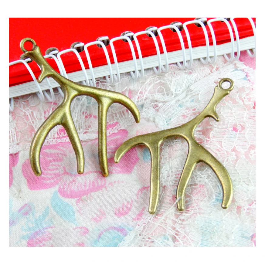 20 pcs/lot 44*36.1MM Christmas Antlers Charms Vintage Metal Jewelry Christmas Decoration Pendant