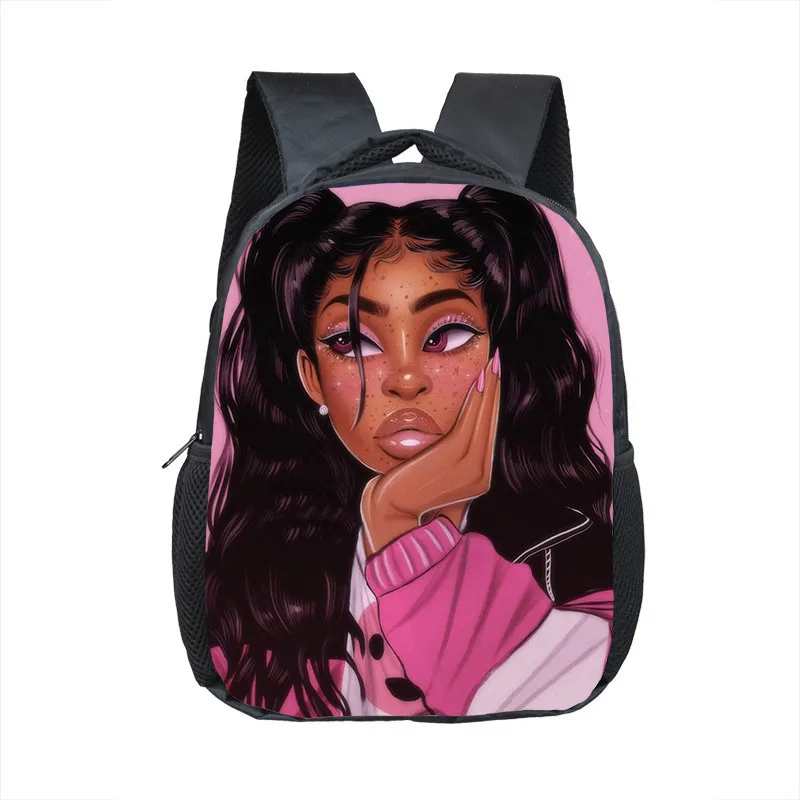 12 Polegada Crianças Mochila Menina Afro Marrom Beleza Meninas Sacos de Escola Do Jardim de Infância Mochilas Crianças Mochila Da Criança Do Bebê