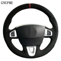 DIY Soft Black Genuine Leather Suede Car Steering Wheel Cover For Renault Megane 3 (Coupe) RS 2010 2011 2012 2013 2014 2015 2016