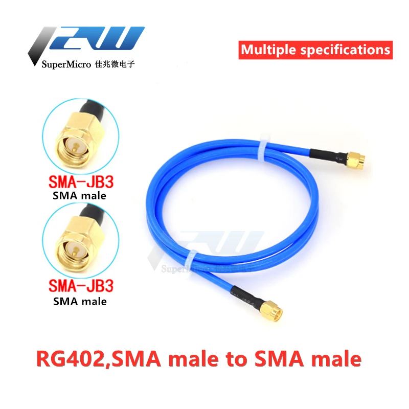 

SMA Male to Male Plug Straight Connector with RG402 RG141 RG-402 Coaxial Bridge Blue Cable, RF Low Loss Coax Cable 10/20CM-200CM