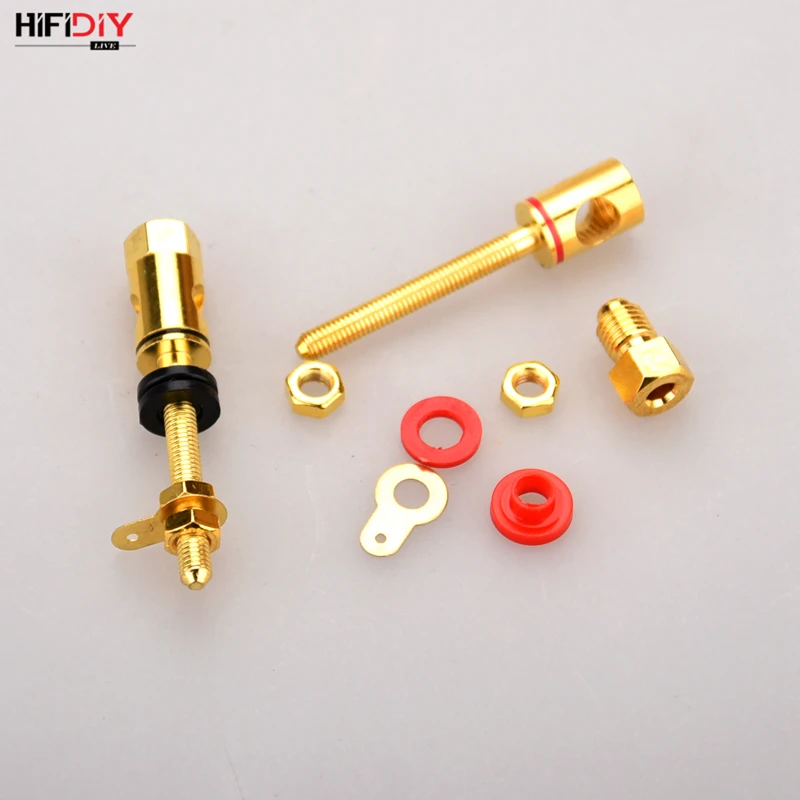 HIFIDIY LIVE 2pcs speaker DIY  lengthen terminal connector binding post HIFI amplifier Pure cupper Gold-plated Banana socket