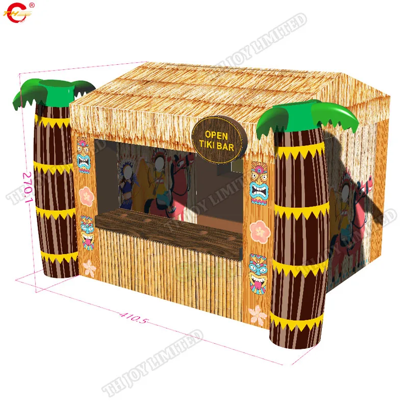 Free Door Shipping 3x3x3m Inflatable Tiki Bar Beach Hut Tent Snack Booth Shelter for Sale