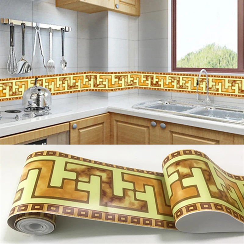 بولي كلوريد الفينيل ذاتية اللصق ملصق جداري مقاوم للماء ثلاثية الأبعاد ستيريو نمط هندسي جدار الحدود غرفة المعيشة ركل خط الحمام ملصقات ثلاثية الأبعاد