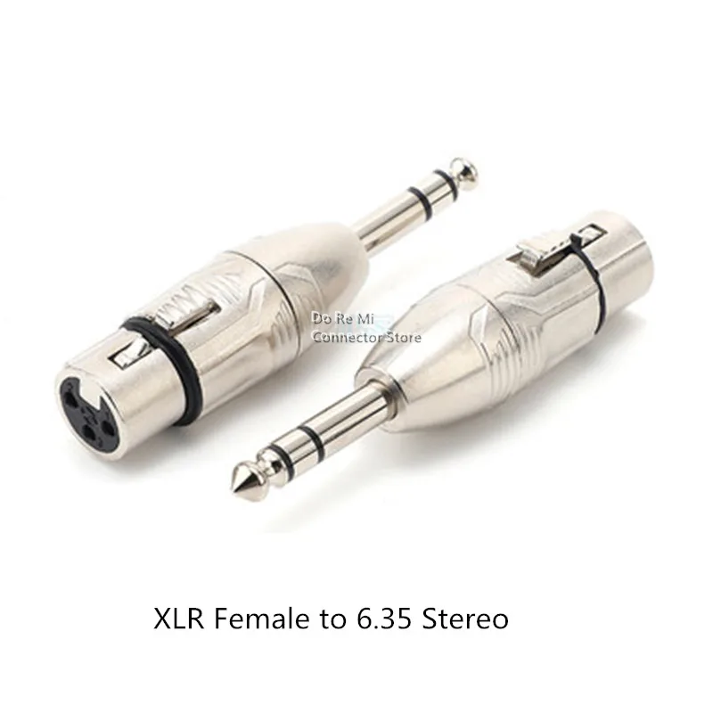 1pc Microphone Adapter 6.35 Mono/Stereo To XLR Connnector 6.5mm Male Plug To XLR Female 3 Pin Socket Mono Audio Adapters