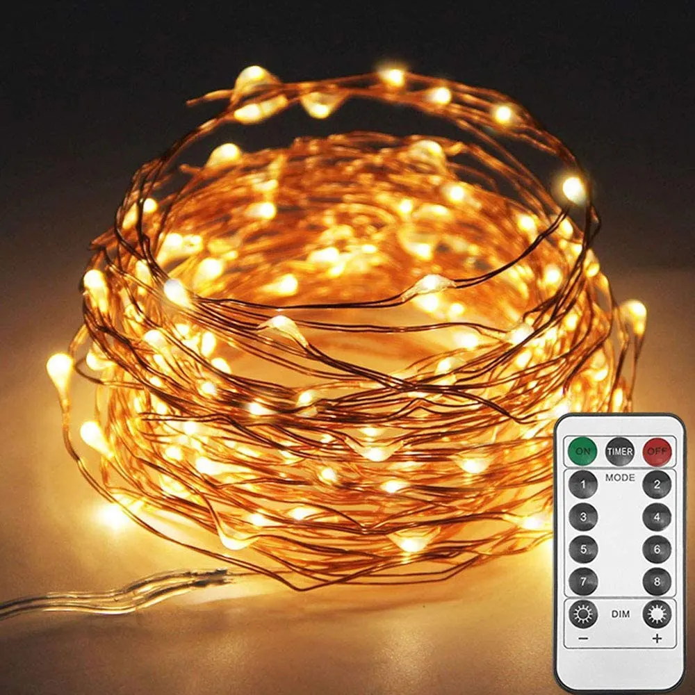 10m 5m 8 Modes LED String Lights USB Powered 100 50LEDs with Remote Control for Wedding Party Home Christmas Decoration