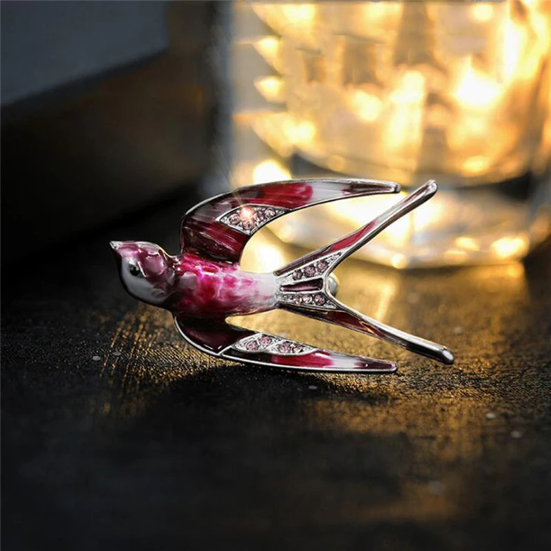 Trendy Jewelry Enamel Swallow Bird Shape Brooch Bouquet For Men Fashion women\'s Kids Gifts Gold Color Hijab Pins Bags Jewelry