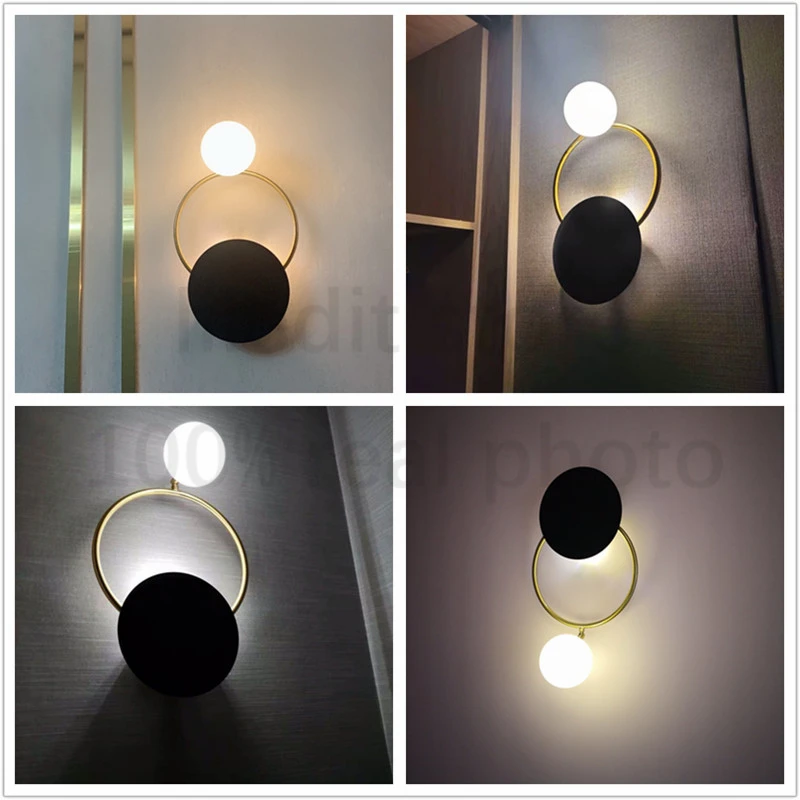 Modern Indoor Golden Wall Sconce Lights Fixture Nordic Ring Bedside Lamps Luminaire Bedroom Living Room Lighting Hallway Decor