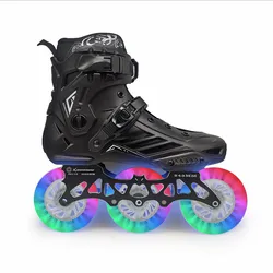 Luminous Shine Speed Skates Shoes, 3 rodas, 35 a 46, branco, azul, vermelho, verde, roxo, rosa, colorido LED Flash, rolo 90A