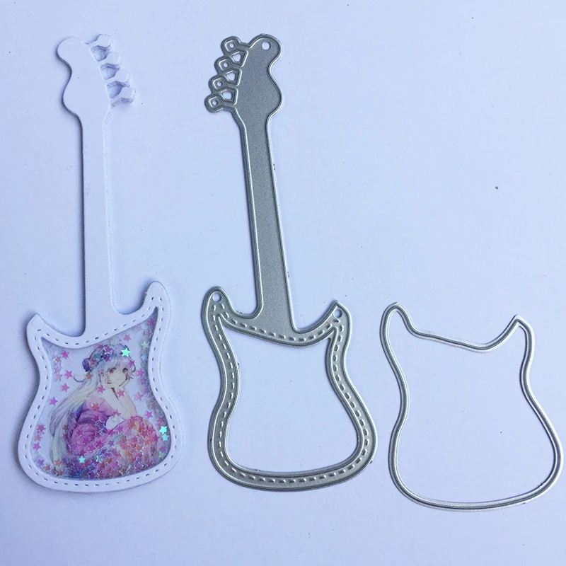 Music Guitar Shake Dies Scrapbooking Stencil Frame Background Metal Cutting Dies New 2024 Craft Die Cut Stamp Christmas Card DIY