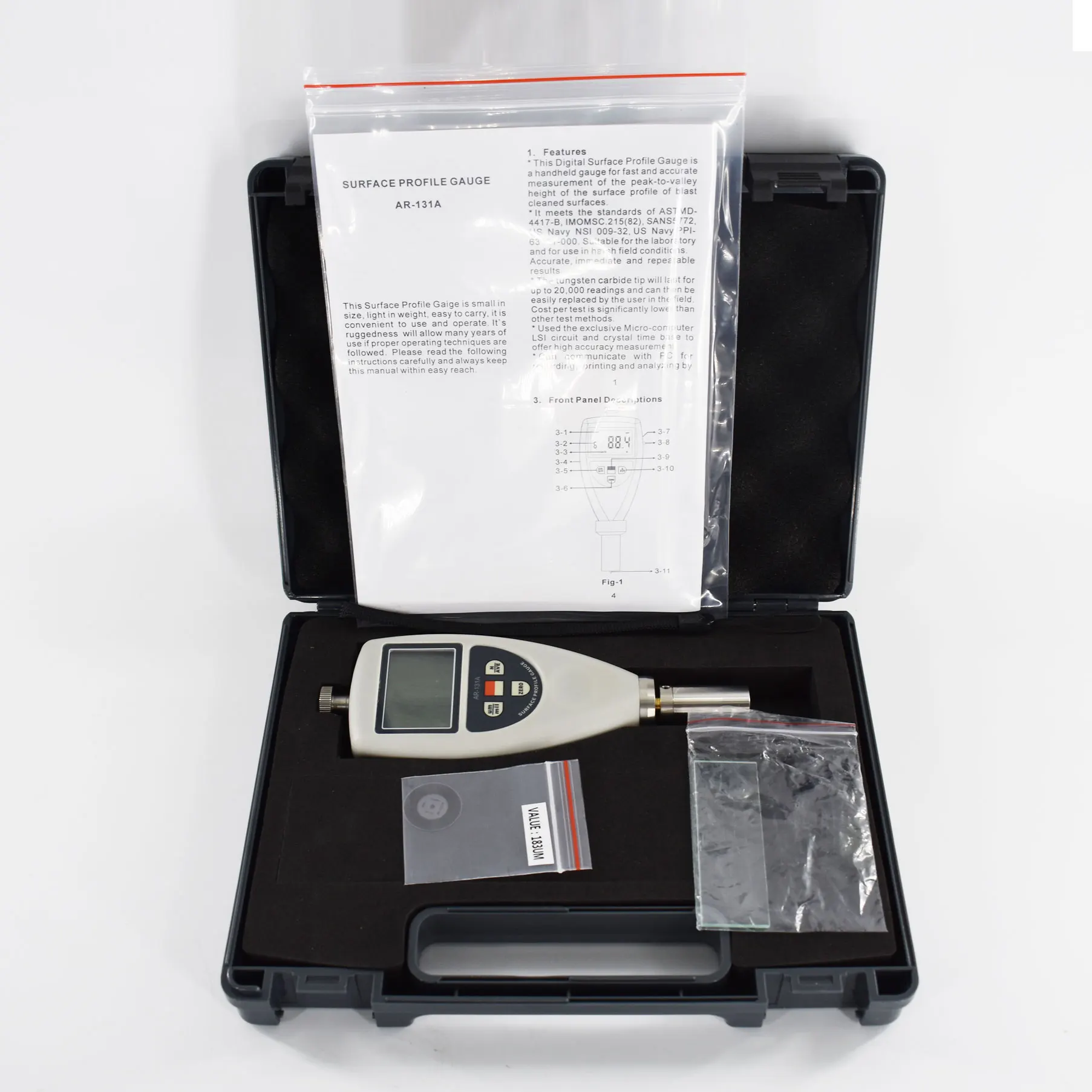 Digital Portable Surface Profile Gauge AR-131A Surface Roughness Tester Range 0 µm ~ 750µm