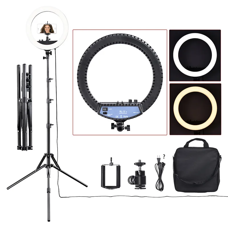 fosoto RL-12II Photography light Ringlight 240Pcs Led Ring Lamp Light With Tripod Stand For Camera Phone Photo Studio Youtube