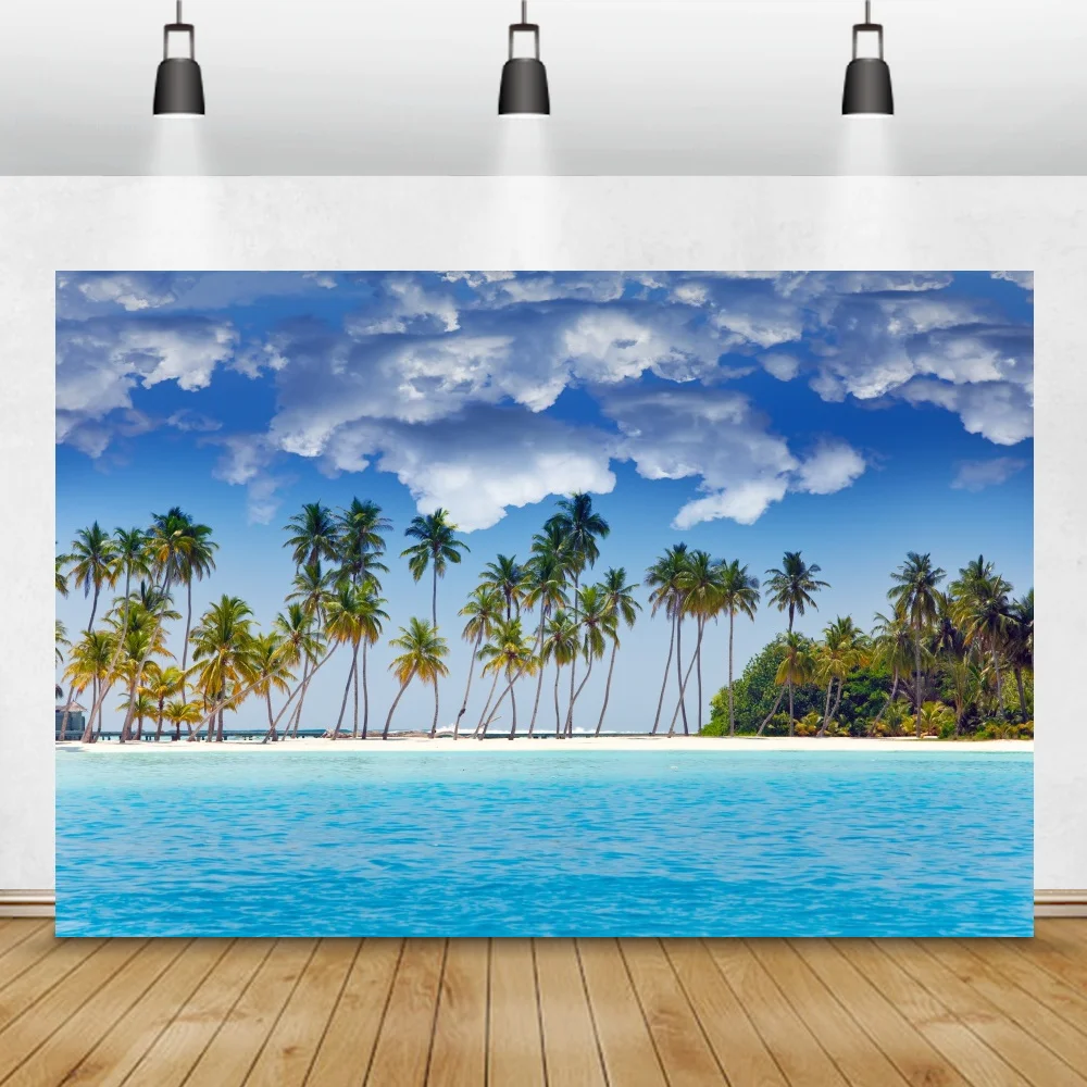 الصيف الاستوائية شاطئ البحر الرمال السماء الزرقاء غائم المناظر الطبيعية صور خلفيات خلفيات للتصوير الفوتوغرافي الأسرة صور استوديو الدعامة