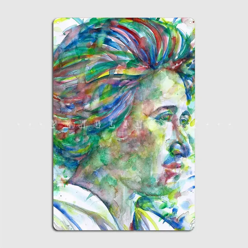 Rosa Luxemburg Watercolor Portrait Metal Plaque Poster Pub Club Bar Funny Poster Tin Sign Poster