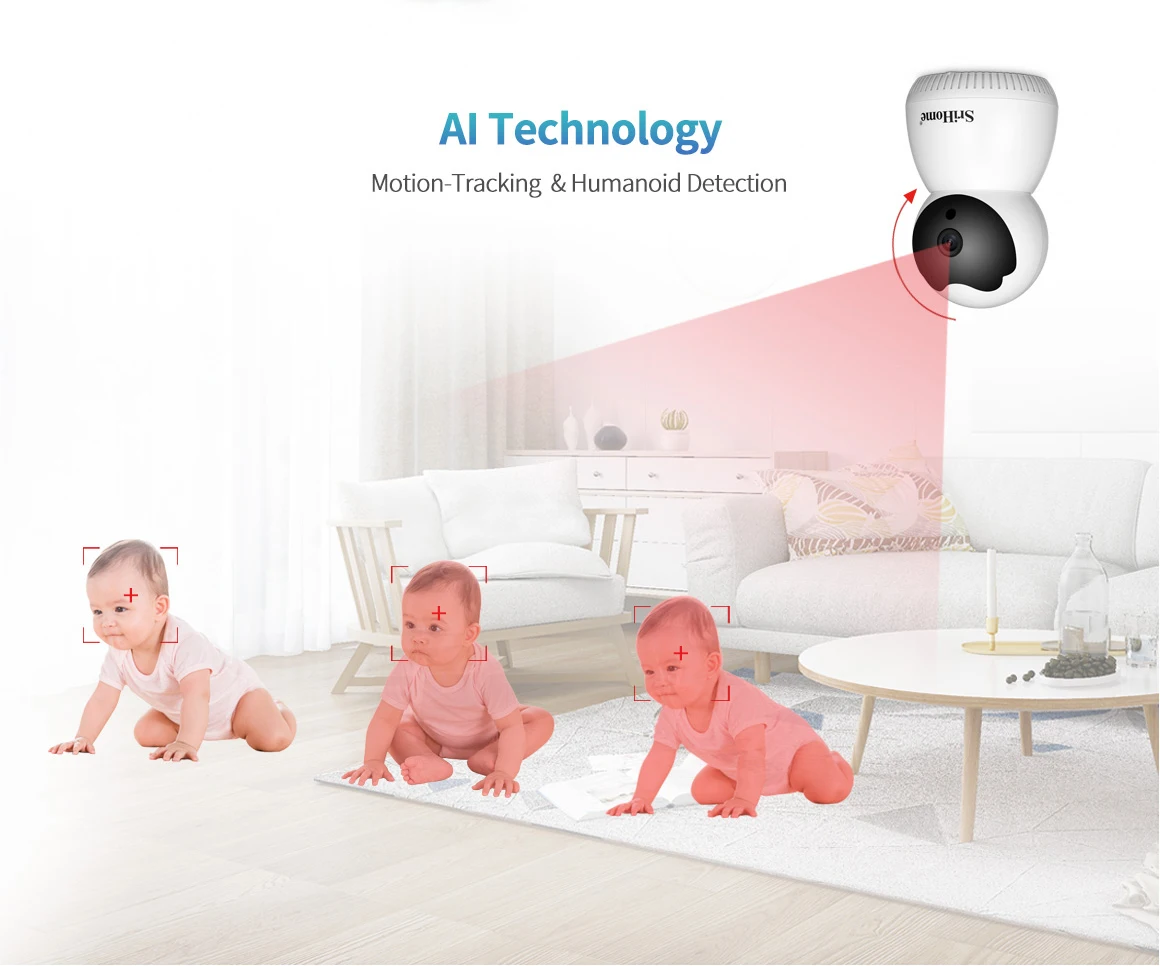 Srihome SH036 3.0MP Wifi IP Camera 360° Mobile Remote View CCTV Camera Smart Home Night Vision Video Surveillance Baby Monitor