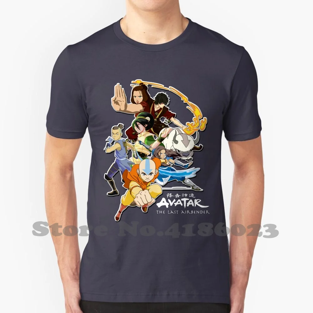 Retro Anime Characters The Last Airbender 100% Cotton T-Shirt Japanese Anime Manga Adventure Action Supernatural Science