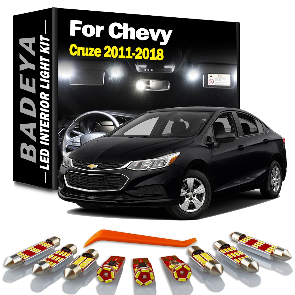 BADEYA Canbus White Car Lamps For Chevrolet Chevy Cruze 2011 2012-2017 2018 LED Interior Dome Map Trunk License Plate Light Kit