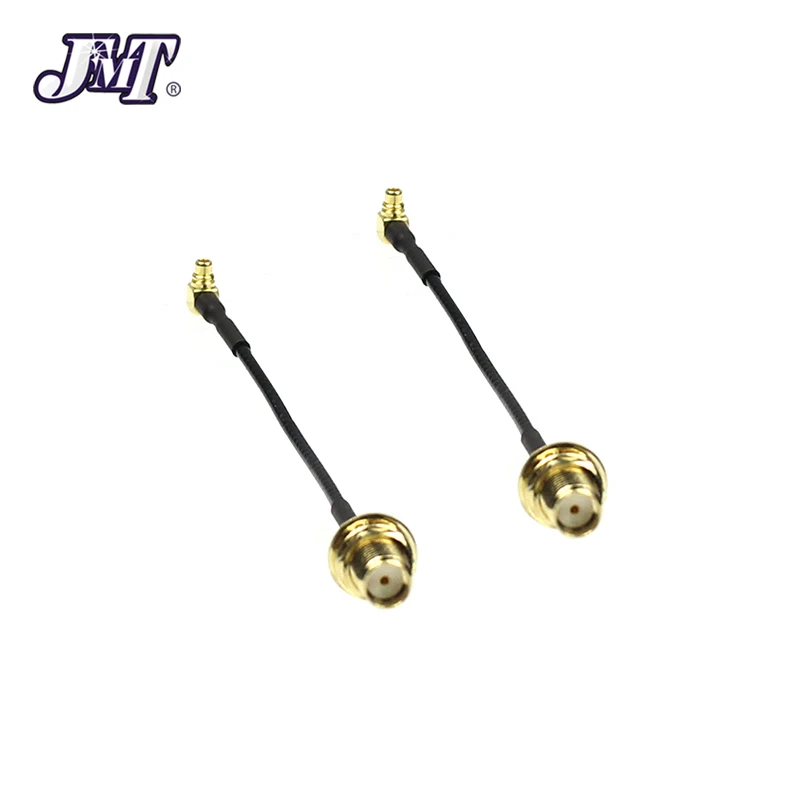 2PCS JMT MMCX Right Angle to SMA / RP-SMA Female Antenna Connector Extension Cord 10mm for FPV Racing Drone RC Quadcopter