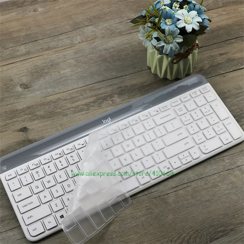 Transparent Colorful Washable Silicone Wireless keyboard Desktop keyboard Cover Protector Skin For Logitech K580 MK470