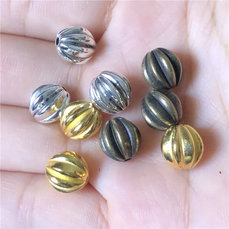 10pcs metal 10mm striped round beads jewelry making DIY handmade bracelet necklace earring accessories material wholesale