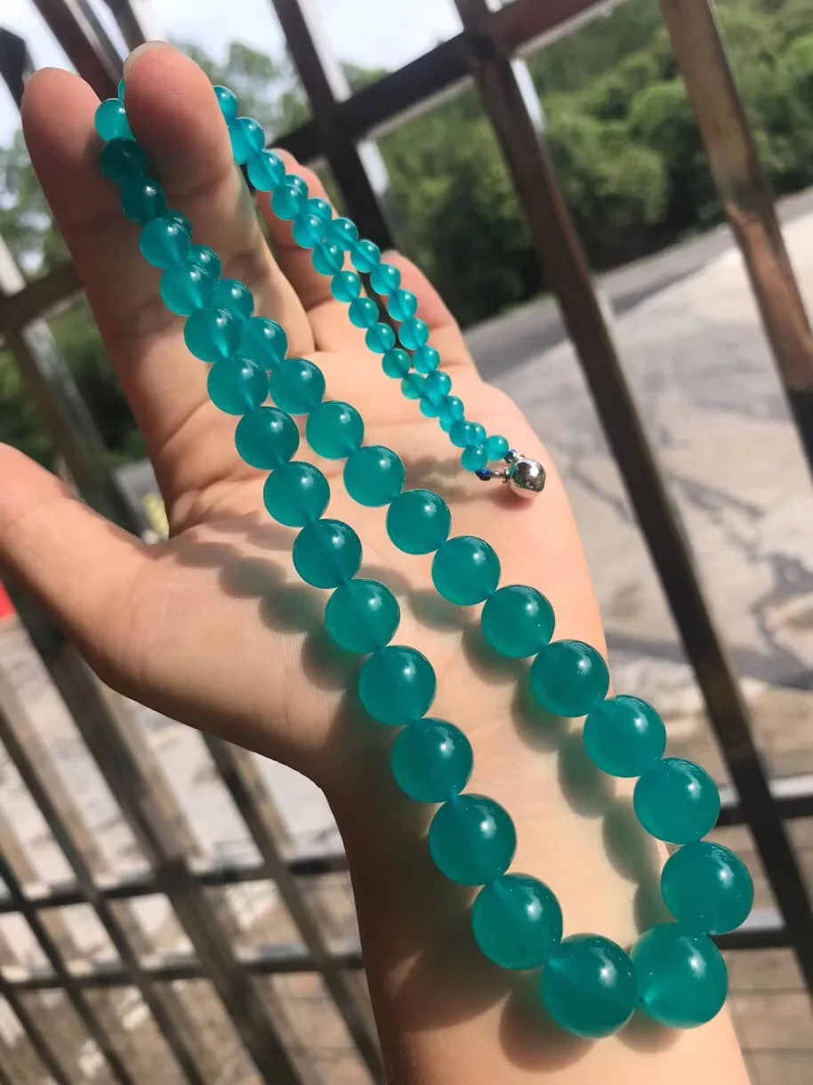 100% Natural Ice Amazonite Necklace For Woman Lady Man Gift Water Crystal Round Beads Gemstone Long Chains Jewelry AAAAA 5-14mm