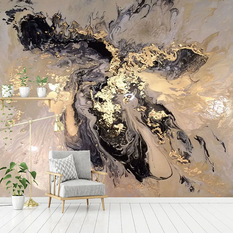 Custom Any Size Mural Wallpaper 3D Abstract Golden Landscape Splashing Ink Wall Painting Living Room Study Creative Wall Papers