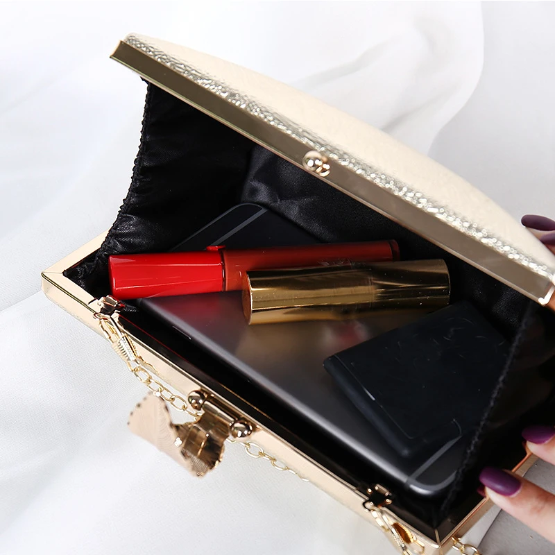 Luxy Moon Women\'s Wedding Clutch Bag Gold Purse Ladies Handbag Party Purse For Bridal Metal Leaf Lock Shoulder Bag ZD1524
