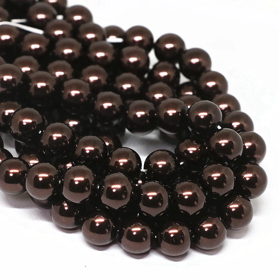 AA+ beads Vintage chocolate round imitation shell pearl factory outlet jewelry making for gift necklace loose beads 4-14mm 15\