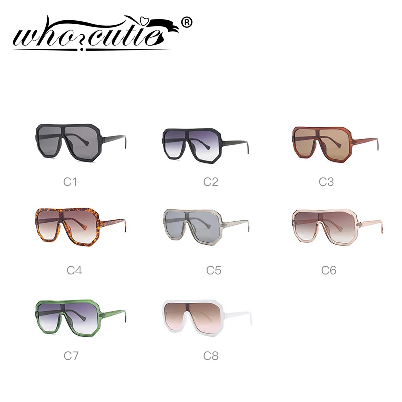WHO CUTIE Fashion Vintage Big Sunglasses Women Luxury Brand Design White Frame Oversized Shield Sun Glasses Female Shades S020