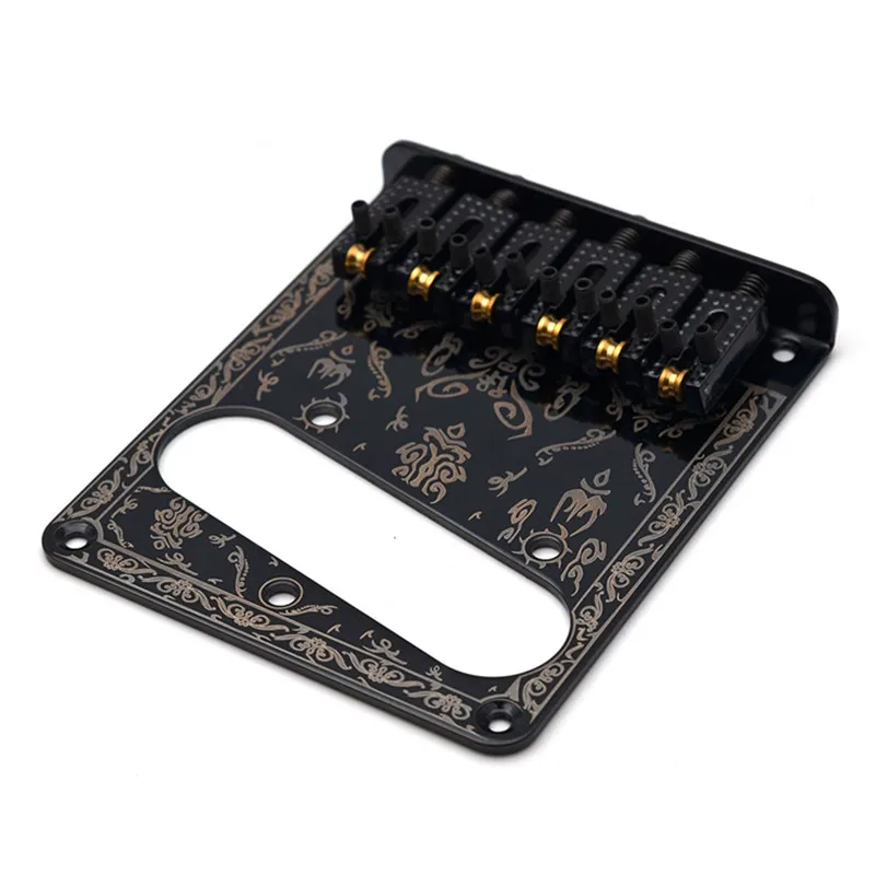 Ein Set mit 6 Saiten für E-Gitarrenbrücken, schwarzes Metall, goldener Kugelsattel, Gitarrenteile, Zubehör für Musikinstrumente – Detail 2