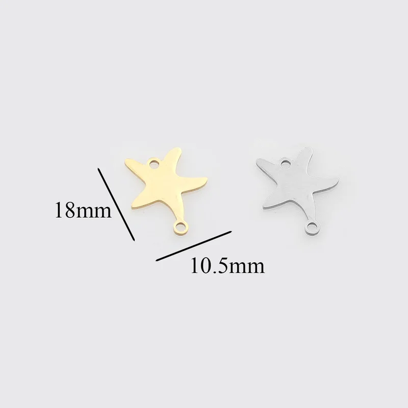 5pcs/lot Ocean Beach Starfish Stainless Steel Connector Bracelet DIY Jewelry Findings Component Metal Earring Making Accessories