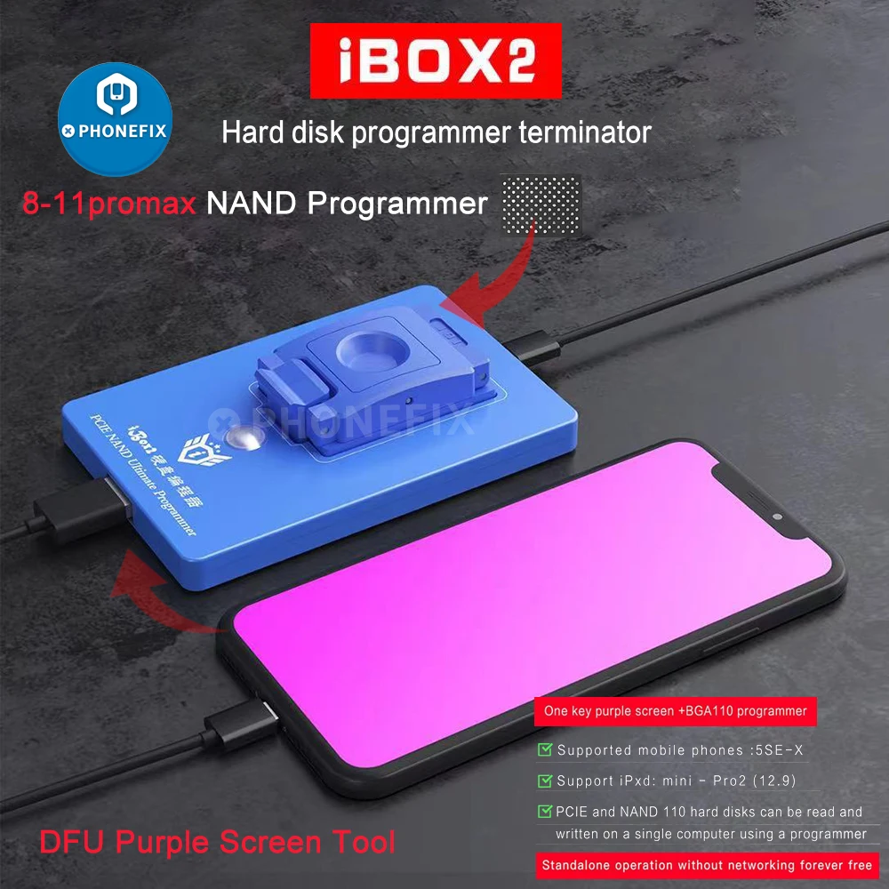 IBOX2 iBOX3 Box BGA110 BGA70 PCIE NAND 하드 디스크 프로그래머, 아이폰 6-13 프로 맥스 아이패드 SYSCFG 데이터 수정 와이파이 SN 바인드 없음