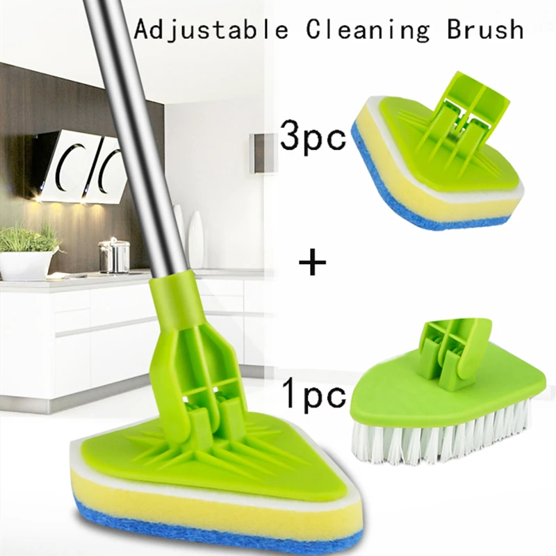 

Adjustable Long-handled Floor Brush Bristles Scouring Pad Brush Bathroom Bathtub Cleaning Tool Sanitary Ware Triangle Brush