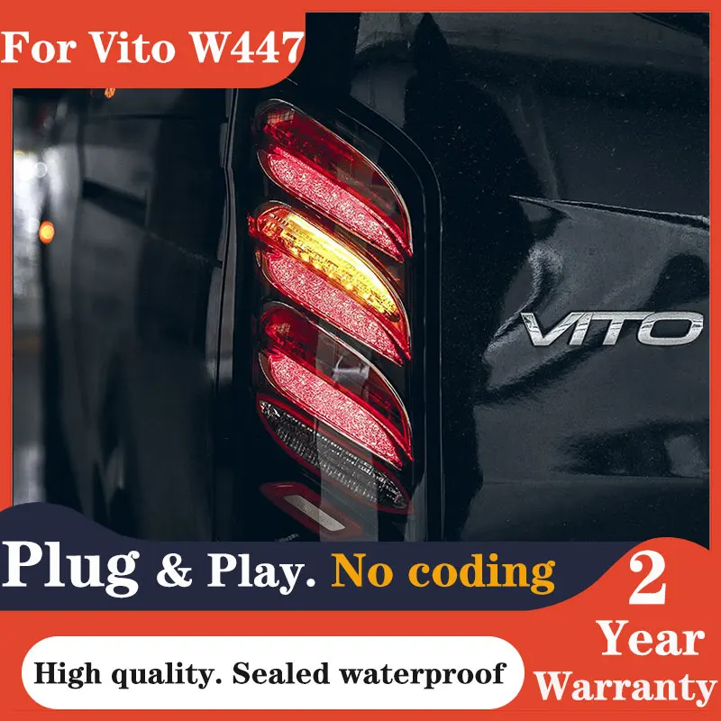 Car Lights For Vito W447 Metris V Class 2016-2021 LED Taillights Rear Fog Lamp Dynamic Turn Signal Highlight Reversing And Brake