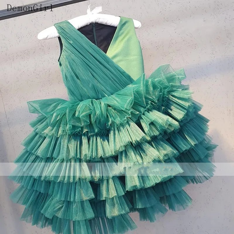 Puffy Tulle Dress Flower Girl Dresses Knee Length Little Princess Kids Clothes Birthday Party Gown New Year Photoshoot