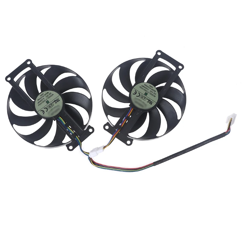 

2Pcs 88mm/3.46in T129215SU 4Pin 12V 0.5A VGA Fan Graphics Card Cooling Fan for GTX1650 Ti/S 2070 Radiator