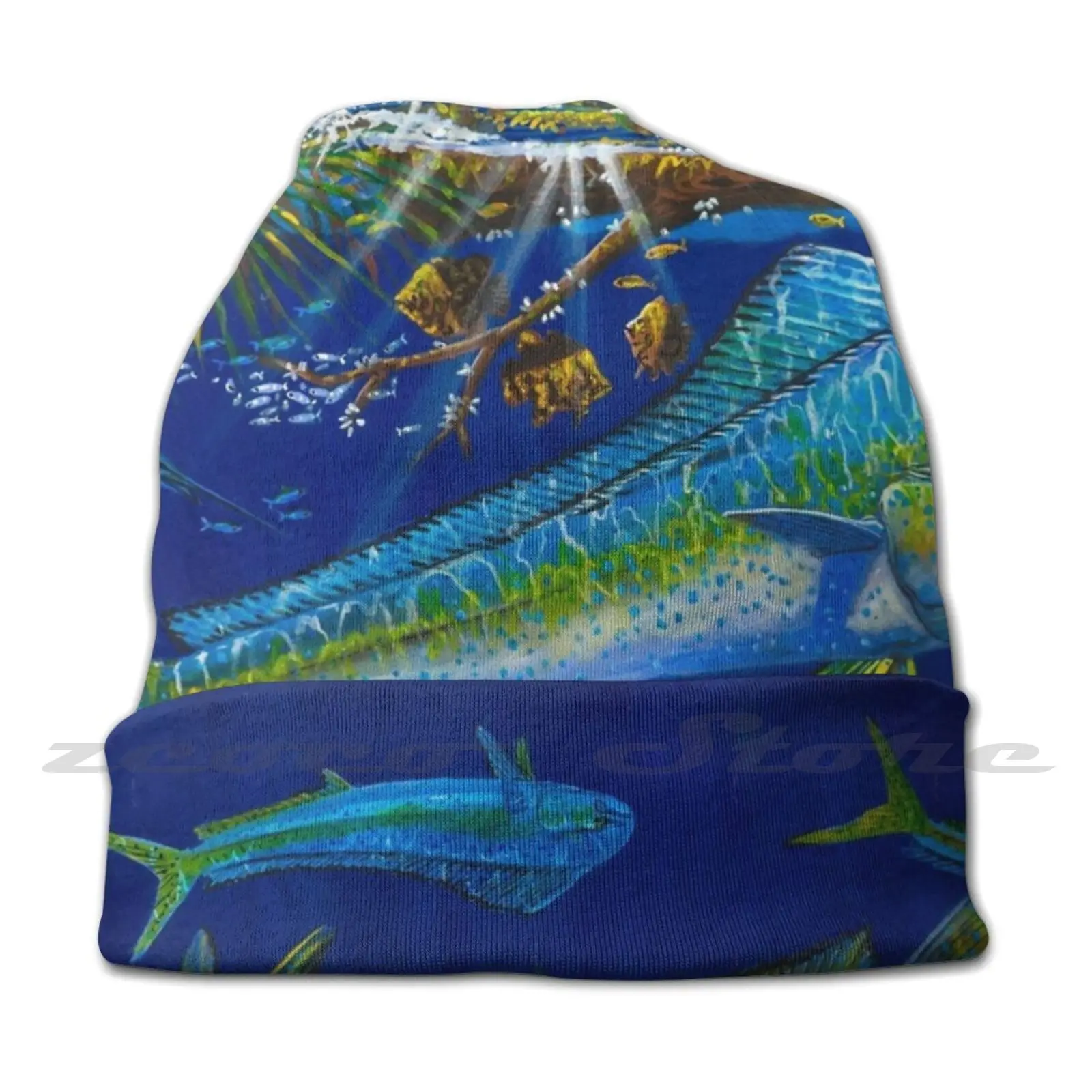 Gamefish Heaven Personalized Pattern Knit Hats Plus Size Elastic Soft Cap Marlin Mahi Wahoo Fishing Marine Art Fishing Art Tuna