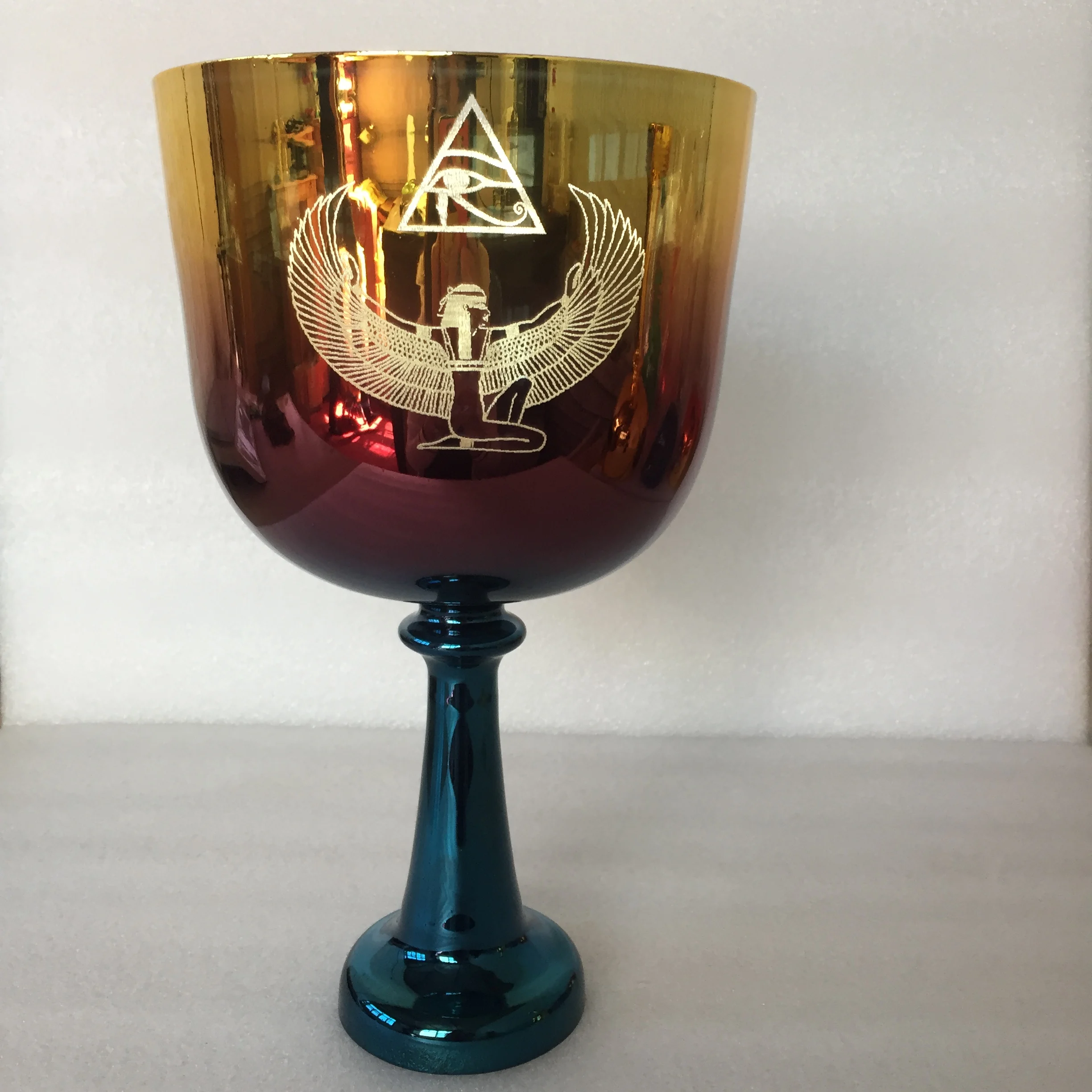 3rd mixed coloor crystal singing chalice  perfect musical note A, Third eye chakra, about 7